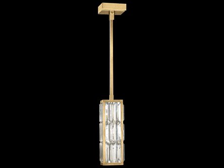Fine Art Handcrafted Lighting Crystal Enchantment 1-Light Gold Glass Cylinder Pendant