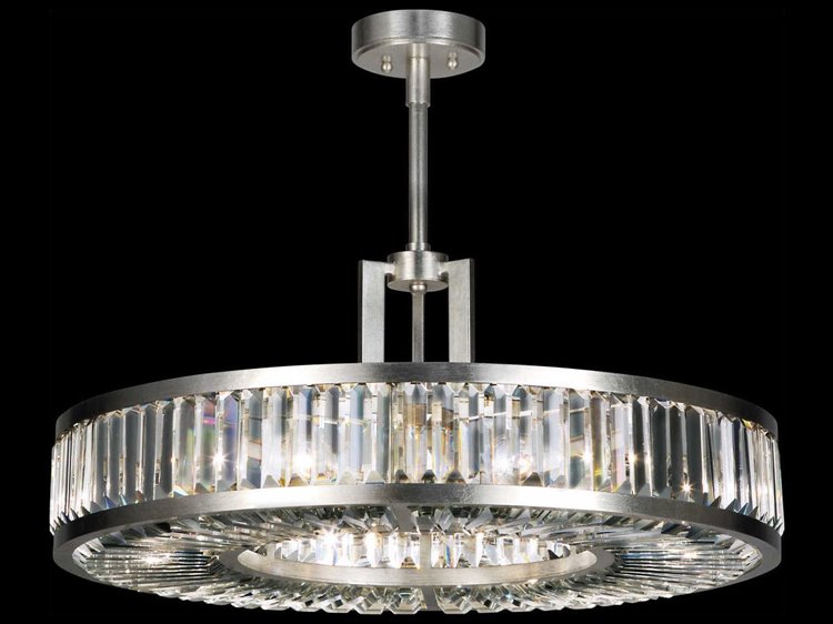 Fine Art Handcrafted Lighting Crystal Enchantment 6-Light Silver Drum Pendant