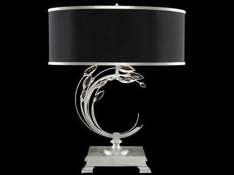 Fine Art Handcrafted Lighting Crystal Laurel Silver Leaf Buffet Lamp