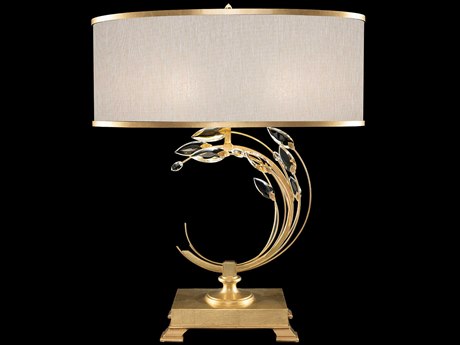 Fine Art Handcrafted Lighting Crystal Laurel Gold Leaf Buffet Lamp