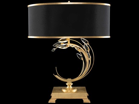Fine Art Handcrafted Lighting Crystal Laurel Gold Leaf Buffet Lamp