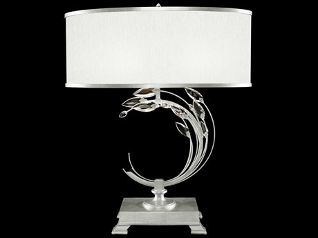 Fine Art Handcrafted Lighting Crystal Laurel Silver Leaf Buffet Lamp