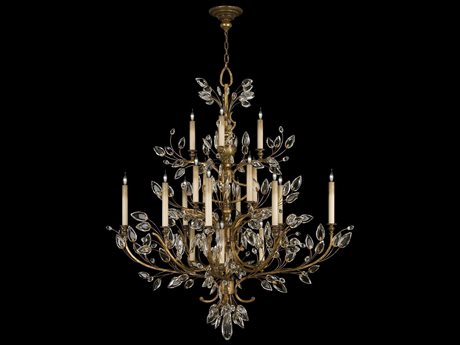 Fine Art Handcrafted Lighting Crystal Laurel 20-Light Gold Candelabra Chandelier