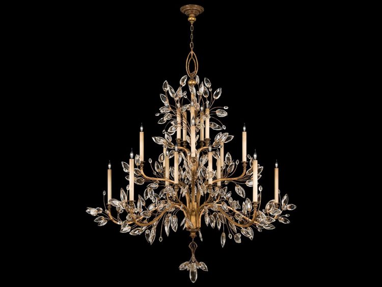 Fine Art Handcrafted Lighting Crystal Laurel 20-Light Gold Candelabra Chandelier