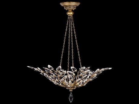 Fine Art Handcrafted Lighting Crystal Laurel 4-Light Gold Bowl Pendant