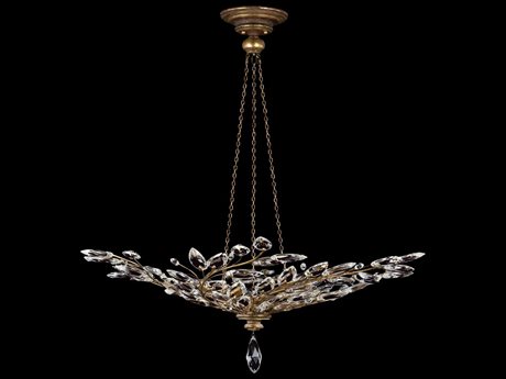Fine Art Handcrafted Lighting Crystal Laurel 6-Light Gold Bowl Pendant