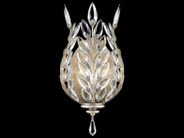 Fine Art Handcrafted Lighting Crystal Laurel Silver Wall Sconce