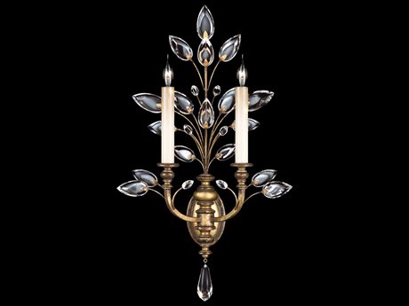 Fine Art Handcrafted Lighting Crystal Laurel Gold Wall Sconce