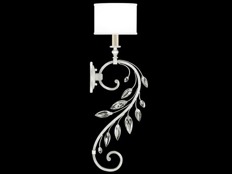 Fine Art Handcrafted Lighting Crystal Laurel 1-Light Silver Leaf Wall Sconce