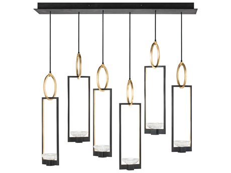 Fine Art Handcrafted Lighting Delphi 6-Light Black And Gold Glass Bowl Pendant