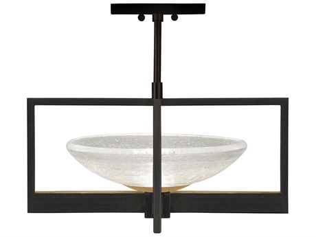 Fine Art Handcrafted Lighting Delphi 1-Light Black Glass LED Bowl Pendant