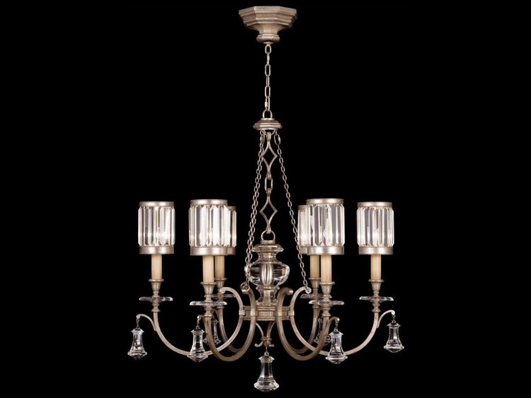 Fine Art Handcrafted Lighting Eaton Place 6-Light Silver Crystal Candelabra Drum Tiered Chandelier