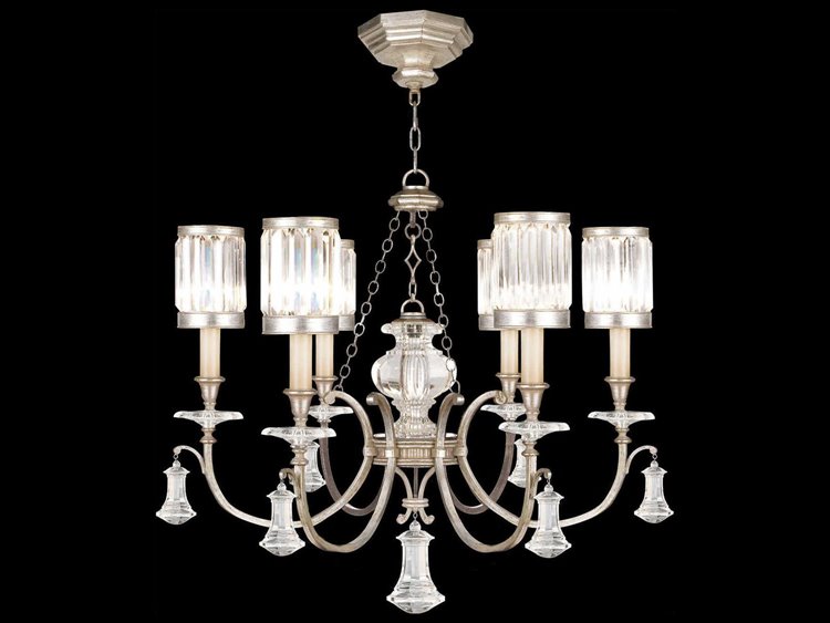 Fine Art Handcrafted Lighting Eaton Place 6-Light Silver Crystal Candelabra Drum Chandelier