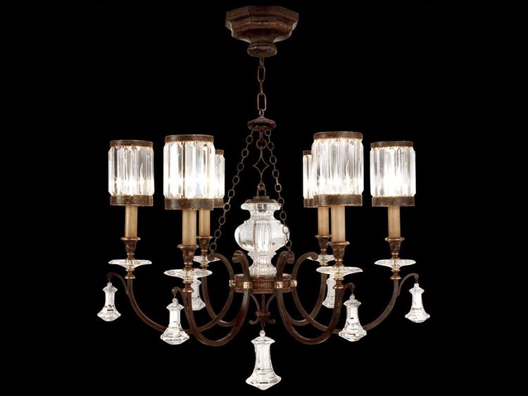 Fine Art Handcrafted Lighting Eaton Place 6-Light Bronze Clear Crystal Candelabra Empire Tiered Chandelier