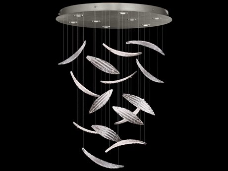 Fine Art Handcrafted Lighting Elevate 8-Light Silver Leaf Crystal Glass Pendant
