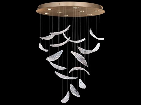 Fine Art Handcrafted Lighting Elevate 8-Light Gold Leaf Crystal Glass Pendant