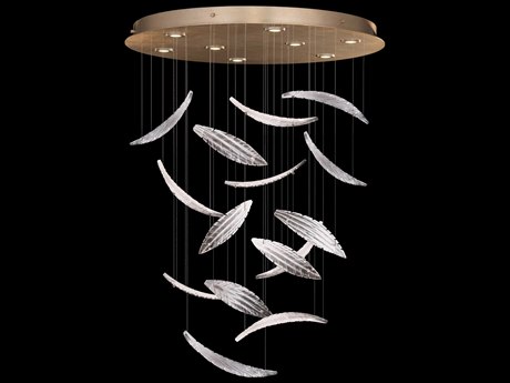 Fine Art Handcrafted Lighting Elevate 8-Light Gold Leaf Crystal Glass Pendant