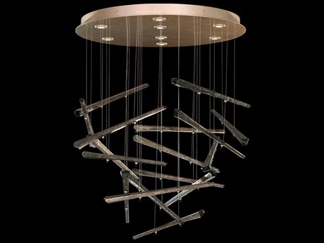 Fine Art Handcrafted Lighting Elevate 8-Light Gold Leaf Glass LED Pendant