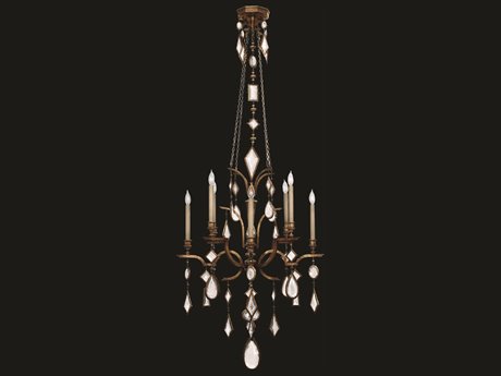 Fine Art Handcrafted Lighting Encased Gems 8-Light Bronze Crystal Candelabra Chandelier