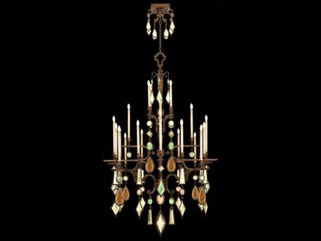 Fine Art Handcrafted Lighting Encased Gems 24-Light Bronze Crystal Candelabra Chandelier