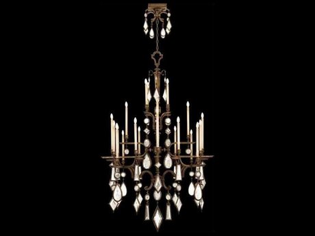 Fine Art Handcrafted Lighting Encased Gems 24-Light Bronze Crystal Candelabra Chandelier