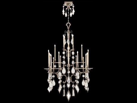Fine Art Handcrafted Lighting Encased Gems 24-Light Silver Crystal Candelabra Chandelier