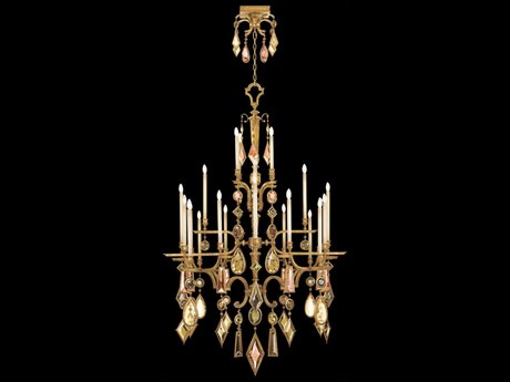 Fine Art Handcrafted Lighting Encased Gems 24-Light Gold Crystal Candelabra Chandelier