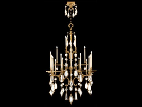 Fine Art Handcrafted Lighting Encased Gems 24-Light Gold Crystal Candelabra Chandelier