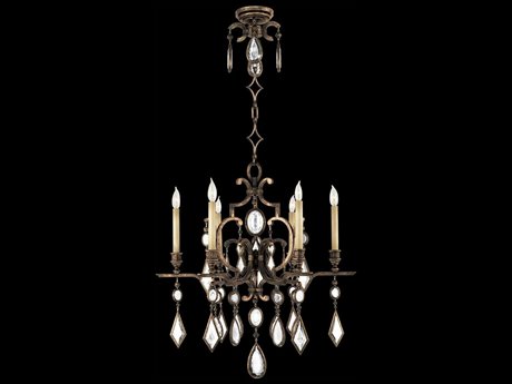 Fine Art Handcrafted Lighting Encased Gems 6-Light Bronze Crystal Candelabra Chandelier