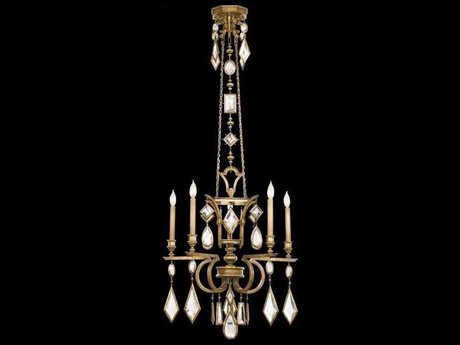 Fine Art Handcrafted Lighting Encased Gems 5-Light Gold Crystal Candelabra Chandelier