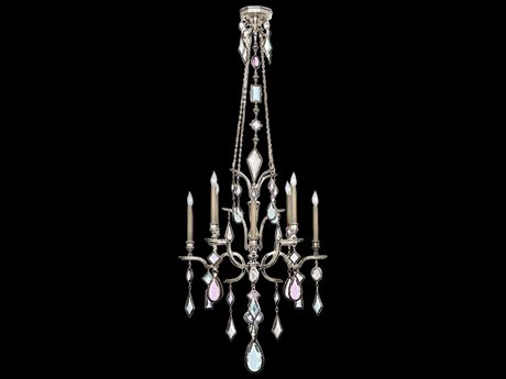 Fine Art Handcrafted Lighting Encased Gems 8-Light Silver Crystal Candelabra Chandelier