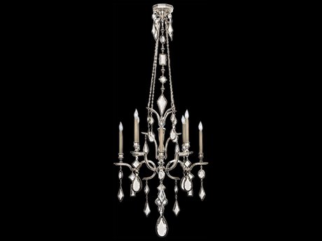 Fine Art Handcrafted Lighting Encased Gems 8-Light Silver Crystal Candelabra Chandelier