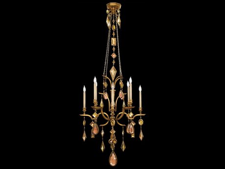 Fine Art Handcrafted Lighting Encased Gems 8-Light Gold Crystal Candelabra Chandelier