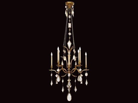 Fine Art Handcrafted Lighting Encased Gems 8-Light Gold Crystal Candelabra Chandelier