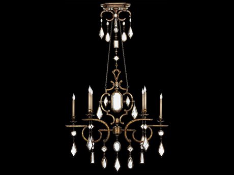 Fine Art Handcrafted Lighting Encased Gems 6-Light Gold Crystal Candelabra Chandelier