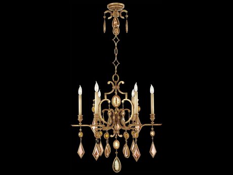 Fine Art Handcrafted Lighting Encased Gems 6-Light Gold Crystal Candelabra Chandelier