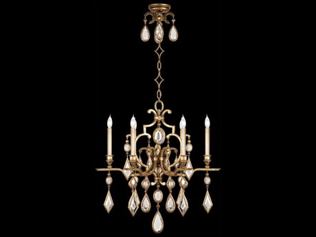 Fine Art Handcrafted Lighting Encased Gems 6-Light Gold Crystal Candelabra Chandelier
