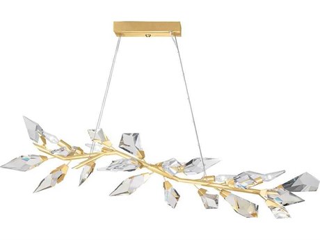 Fine Art Handcrafted Lighting Foret 6-Light Gold Leaf Crystal Island Pendant