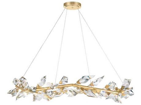 Fine Art Handcrafted Lighting Foret 12-Light Gold Leaf Crystal Pendant