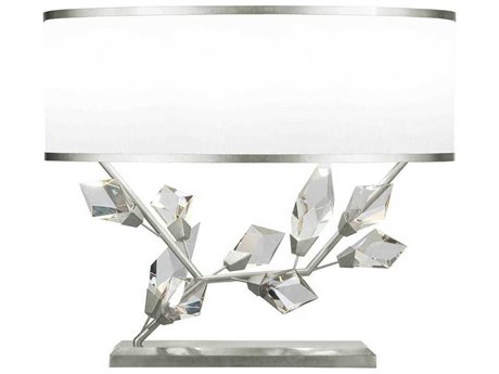 Fine Art Handcrafted Lighting Foret Silver Leaf Crystal LED Table Lamp