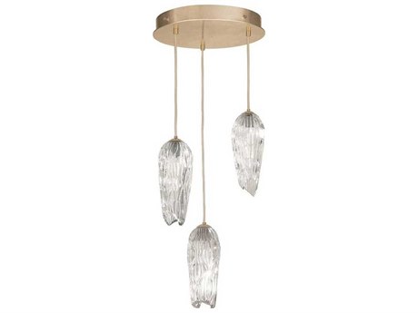 Fine Art Handcrafted Lighting Las Olas 3-Light Gold Leaf Glass Pendant