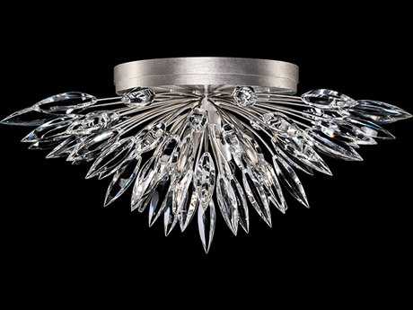 Fine Art Handcrafted Lighting Lily Buds 4-Light Silver Crystal Tiered Flush Mount