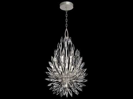 Fine Art Handcrafted Lighting Lily Buds 6-Light Silver Crystal Tiered Pendant