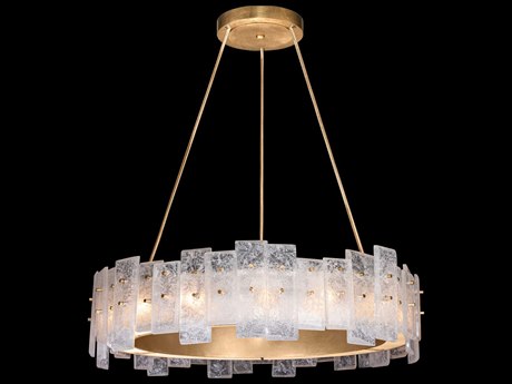 Fine Art Handcrafted Lighting Lunea 15-Light Gold Glass Drum Pendant