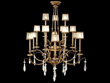 Fine Art Handcrafted Lighting Monte Carlo 15-Light Gold Crystal Candelabra Empire Chandelier