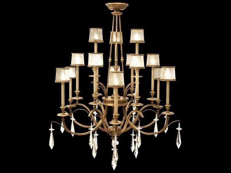 Fine Art Handcrafted Lighting Monte Carlo 15-Light Gold Crystal Candelabra Empire Chandelier