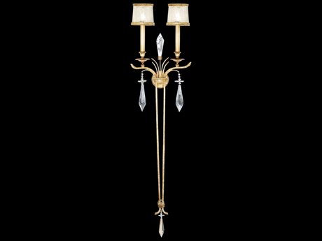Fine Art Handcrafted Lighting Monte Carlo Gold Crystal Wall Sconce