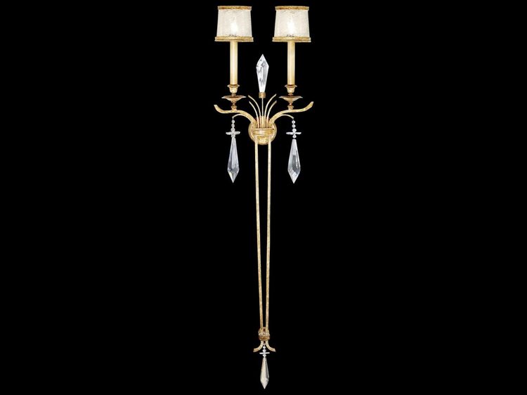 Fine Art Handcrafted Lighting Monte Carlo Gold Crystal Wall Sconce