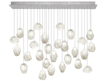 Fine Art Handcrafted Lighting Natural Inspirations 28-Light Silver Glass LED Island Pendant