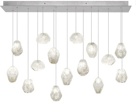 Fine Art Handcrafted Lighting Natural Inspirations 15-Light Silver Glass LED Island Pendant